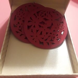 Pink wooden earrings